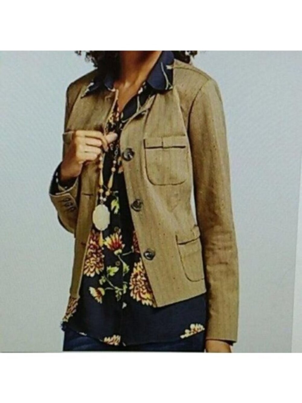 Cabi Herringbone Fleck Penny Knit Blazer Jacket Small